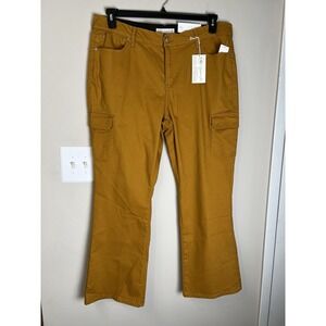 Cato Contour Fit Women Gold Cargo Style Pants Plus Sz 20W Stretch Boot Cut NWT